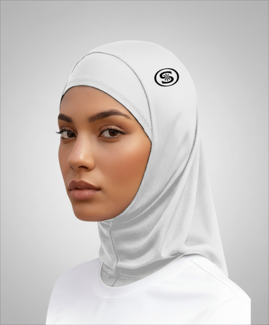 White hijab with grey background